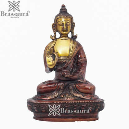 Brass Blessing Buddha Weight 0.95 kg & Height 6.25 Inch