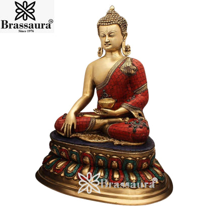 Brass Classic Gem Stone Work Buddha Weight 18 Kg & Height 22 Inch