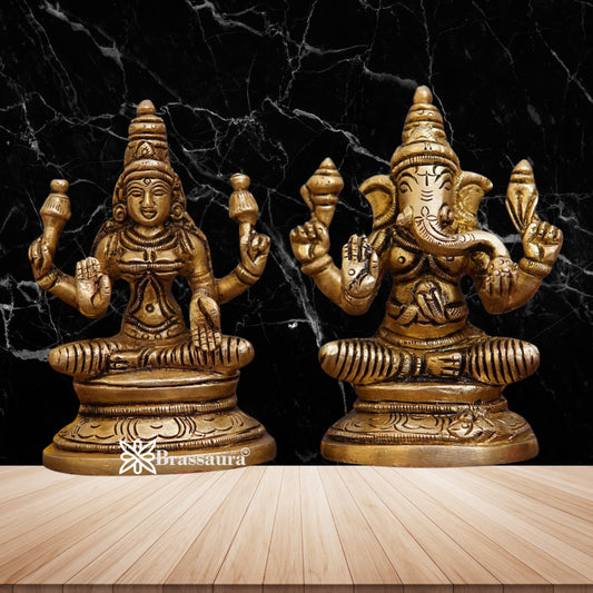 Brass Classic Lakshmi Ganesh Weight 0.6 Kg & Height 3.5 Inch