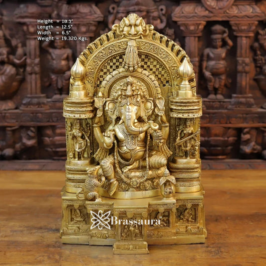Brass Ring Ganesha Weight 19.32 Kg & Height 18.5 Inch