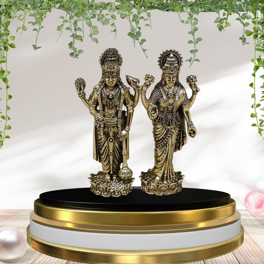 Brass Super fine Vishnu Laxmi Statue Weight .288 Kg And Height 5 Inch