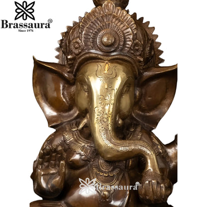 Brass Ganesha Statue Weight 11.5 Kg And Height 14 Inch