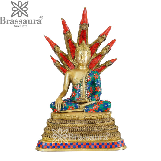 Brass Setting Gem Stone Work Buddha Weight 12 kg & Height 20 Inch