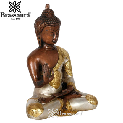 Brass Blessing Multicolored Buddha Weight 1.8 kg & Height 7 Inch