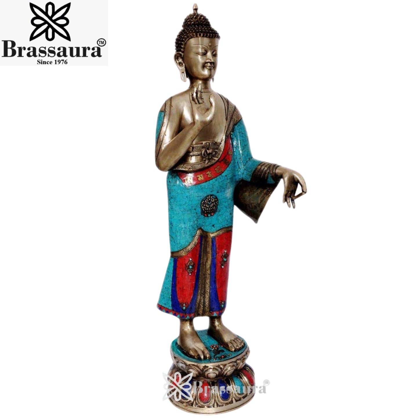 Brass standing Laughing Buddha Weight 34 Kg & Height 51 Inch