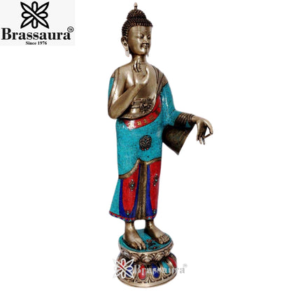 Brass standing Laughing Buddha Weight 34 Kg & Height 51 Inch