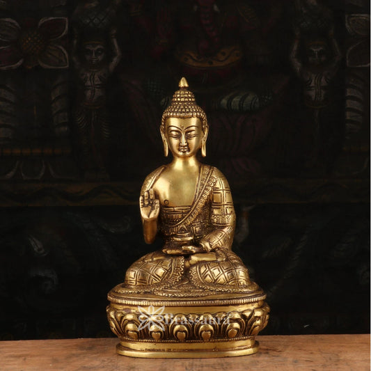 Brass Blessing Buddha Weight 3.8 kg & Height 9 Inch