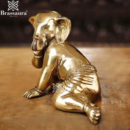 Brass Bal Ganesha Weight 3.8 Kg & Height 7 Inch