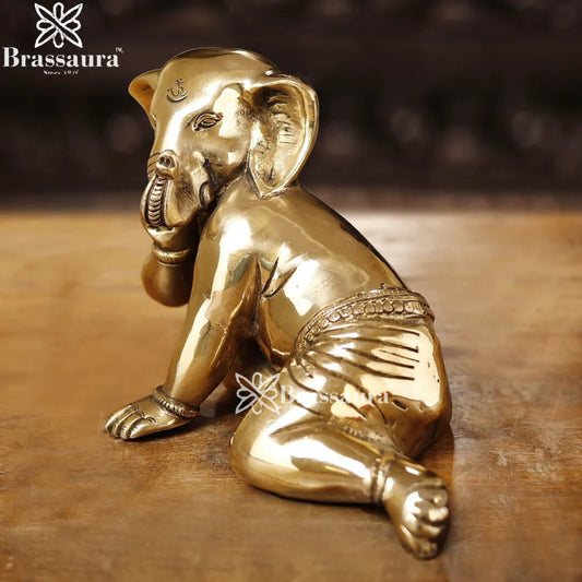 Brass Bal Ganesha Weight 3.8 Kg & Height 7 Inch