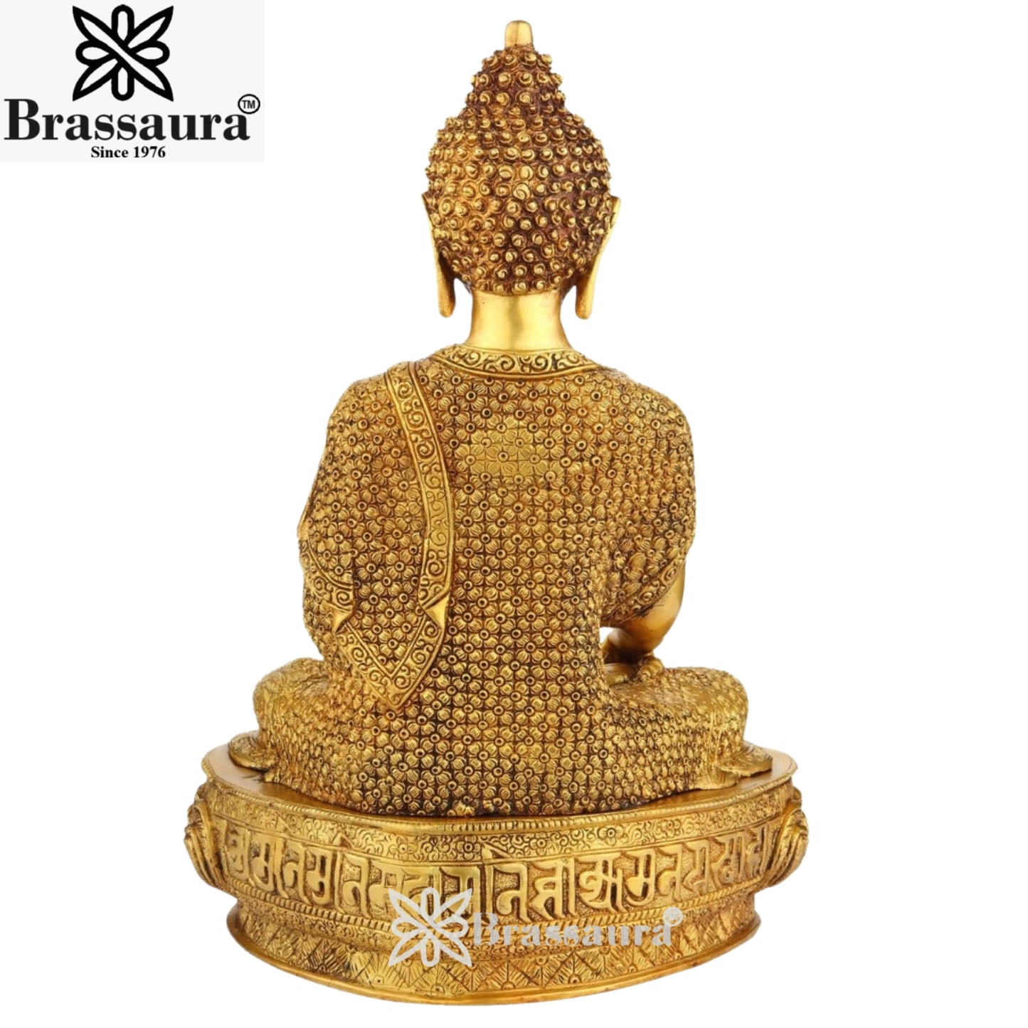 Brass Bhumisprasa Gem Stone Work Buddha Weight 11.5 kg & Height 17 Inch
