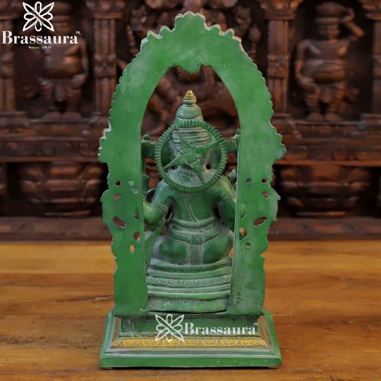 Brass Ring Ganesha Weight 10.2 Kg & Height 17 Inch