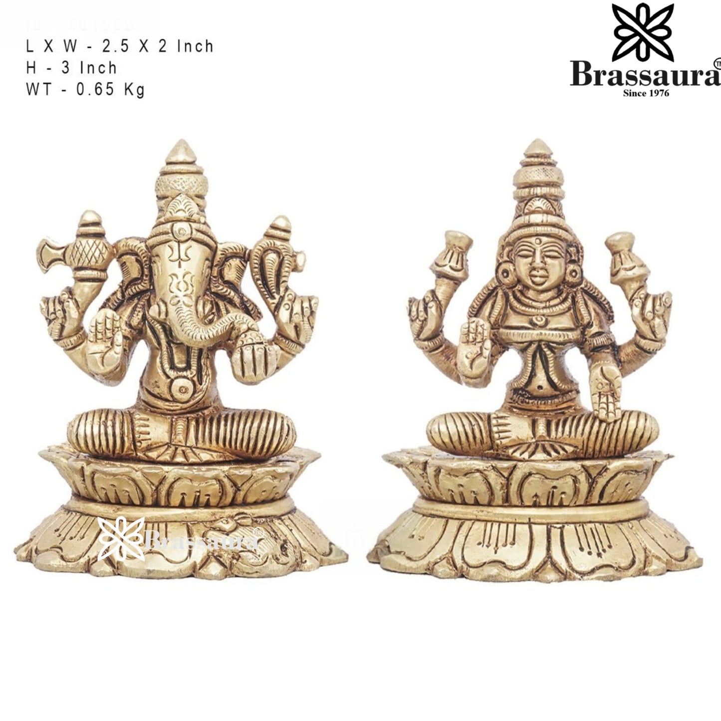 Brass Classic Lakshmi Ganesh Weight 0.65 Kg & Height 3 Inch