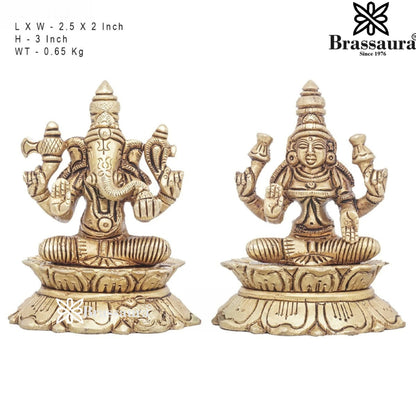 Brass Classic Lakshmi Ganesh Weight 0.65 Kg & Height 3 Inch