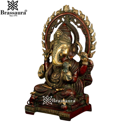 Brass Ring Ganesha Statue Weight 20.6 Kg & Height 21 Inch