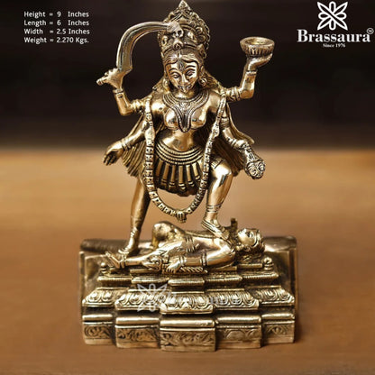 Brassaura™ Brass Kali Maa Murti – Height 9 Inches & Weight 2.27 Kgs | Spiritual Hindu Idol