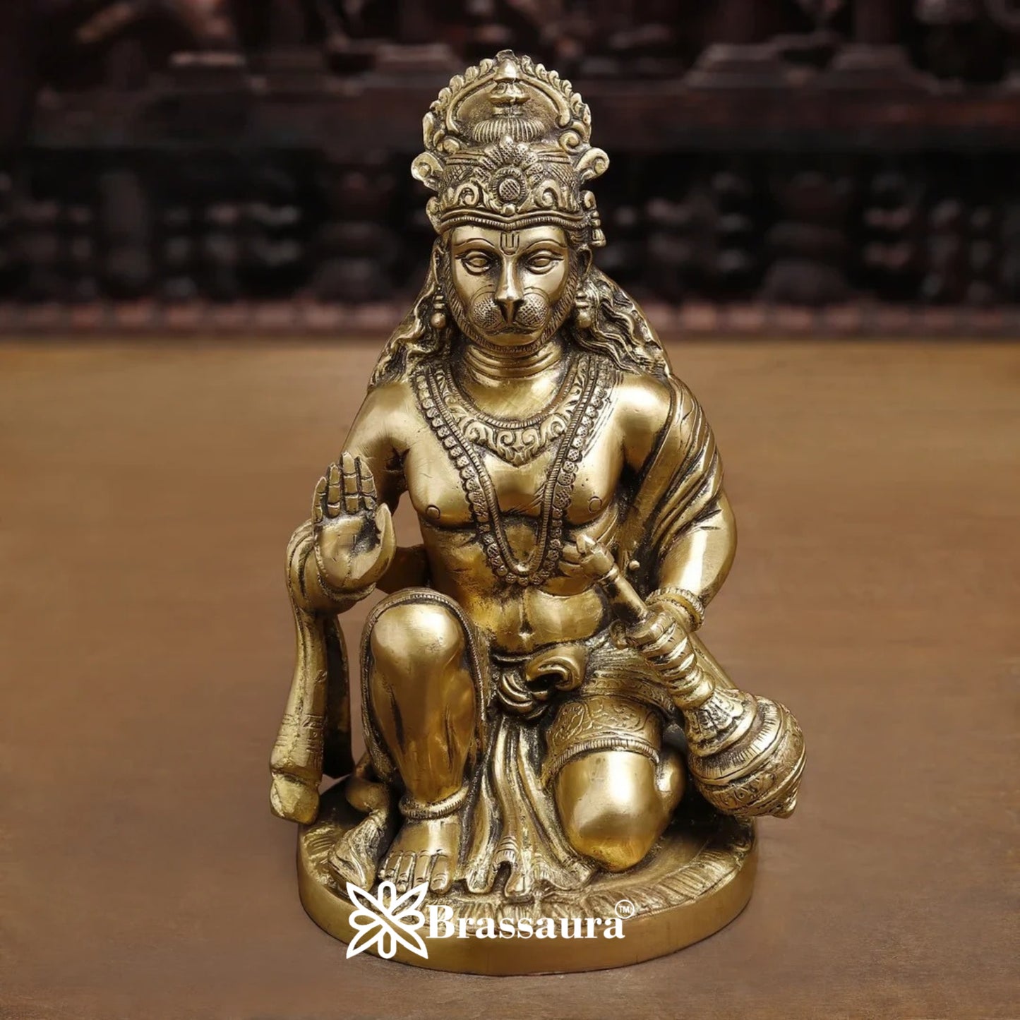 Brass Hanuman Statue Weight 3.3 Kg And Height 9 Inch