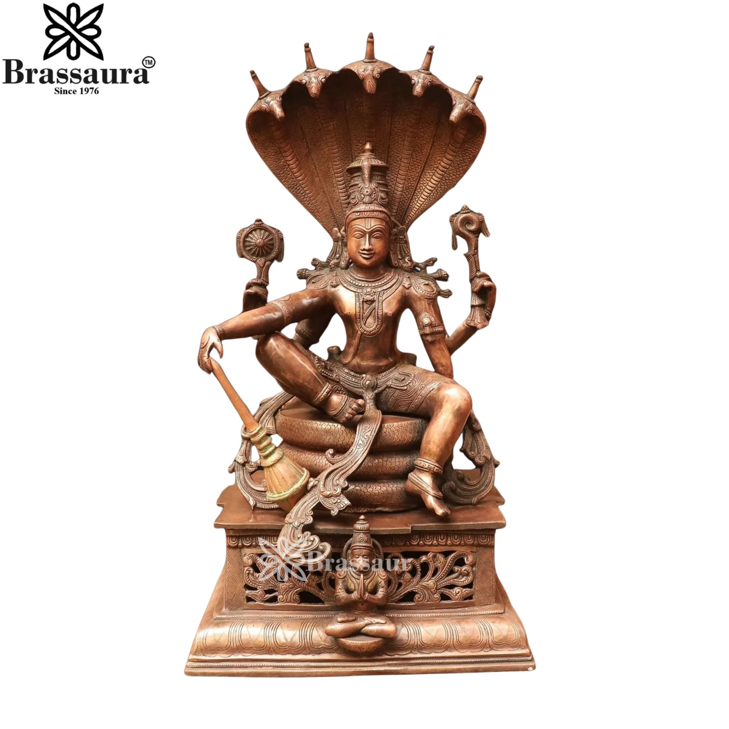 Brass Vishnu On Sheshnaag Statue Weight 35 Kg And Height 28 Inch