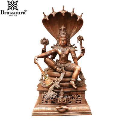 Brass Vishnu On Sheshnaag Statue Weight 35 Kg And Height 28 Inch
