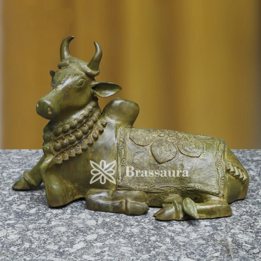 Brassaura™ Brass Nandi Statue | 18 Inches Height | 17.9 Kgs Weight | Elegant Finish
