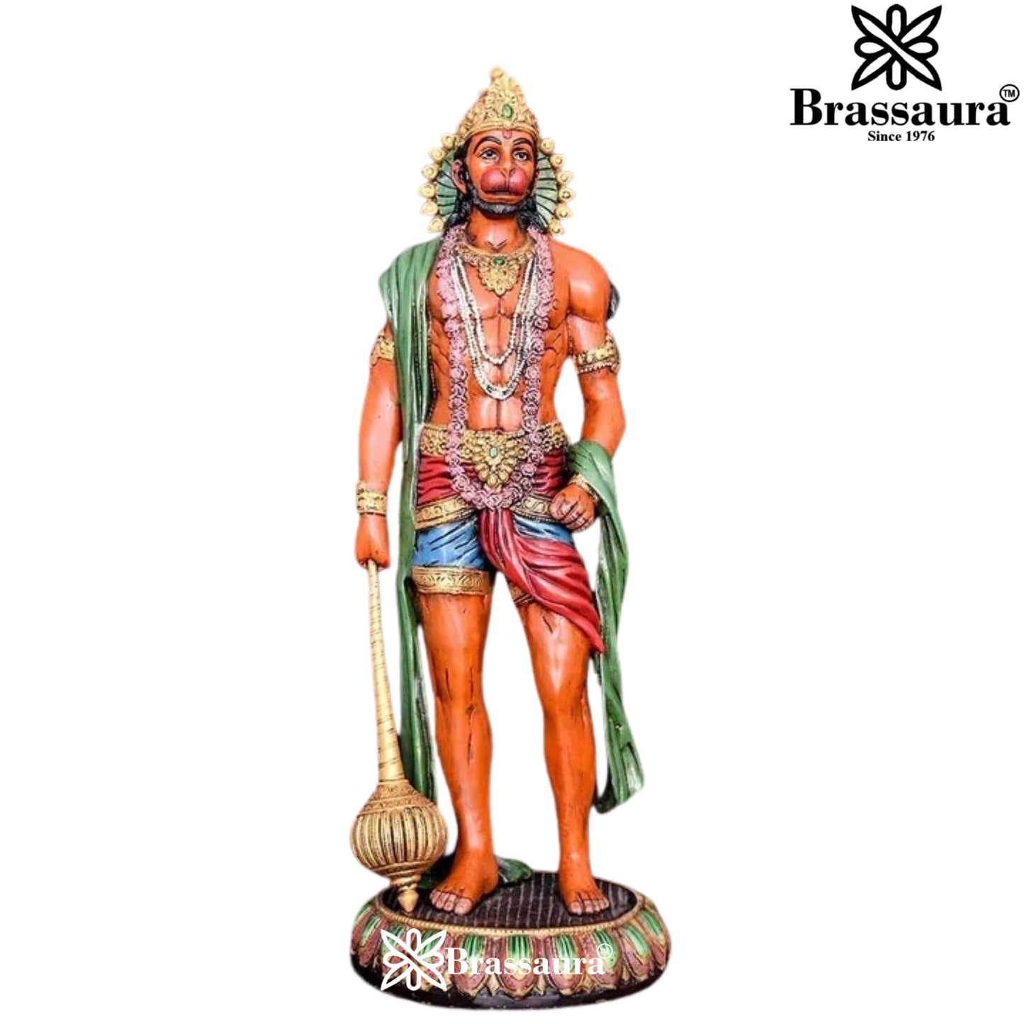 Brassaura™ Brass Standing Hanuman Idol – Height 23 Inches & Weight 12.2 Kgs | Divine Gifting