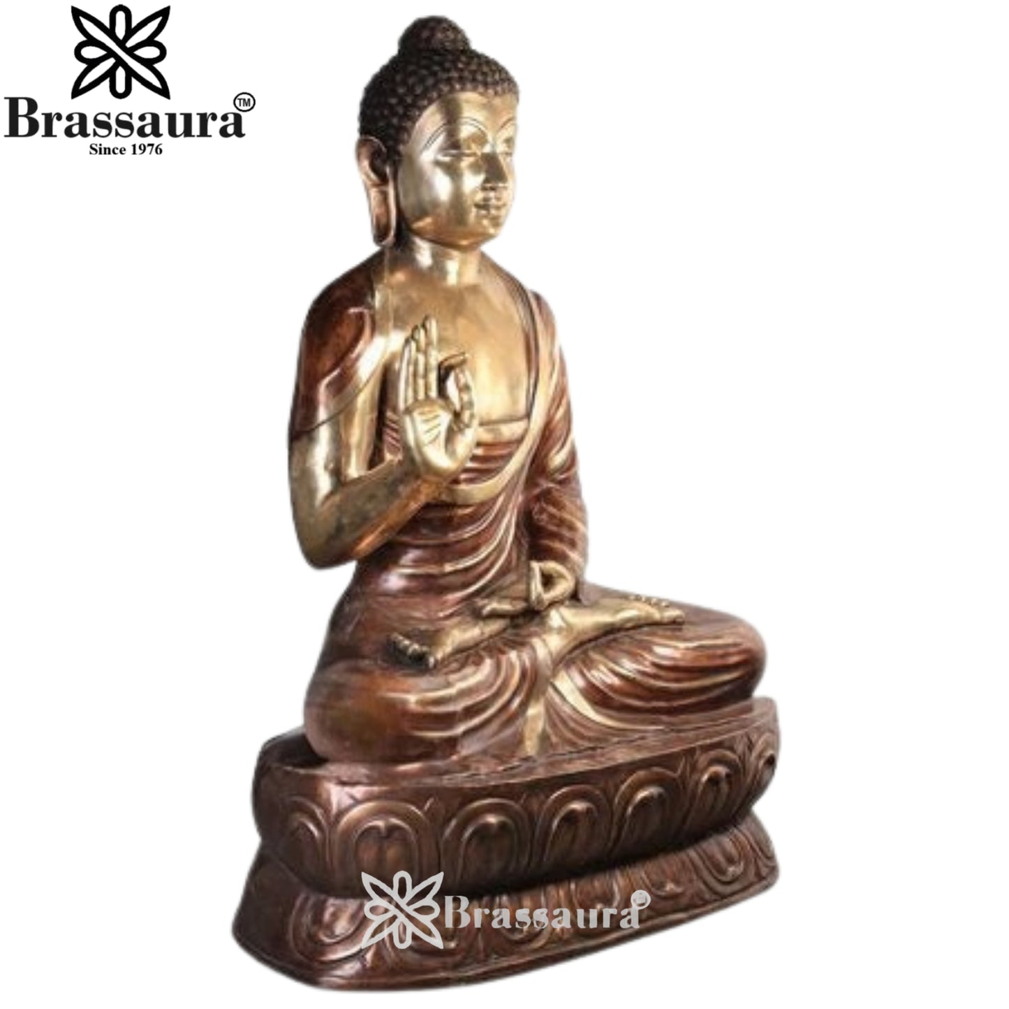 Brass Blessing Buddha Weight 245 kg & Height 68 Inch