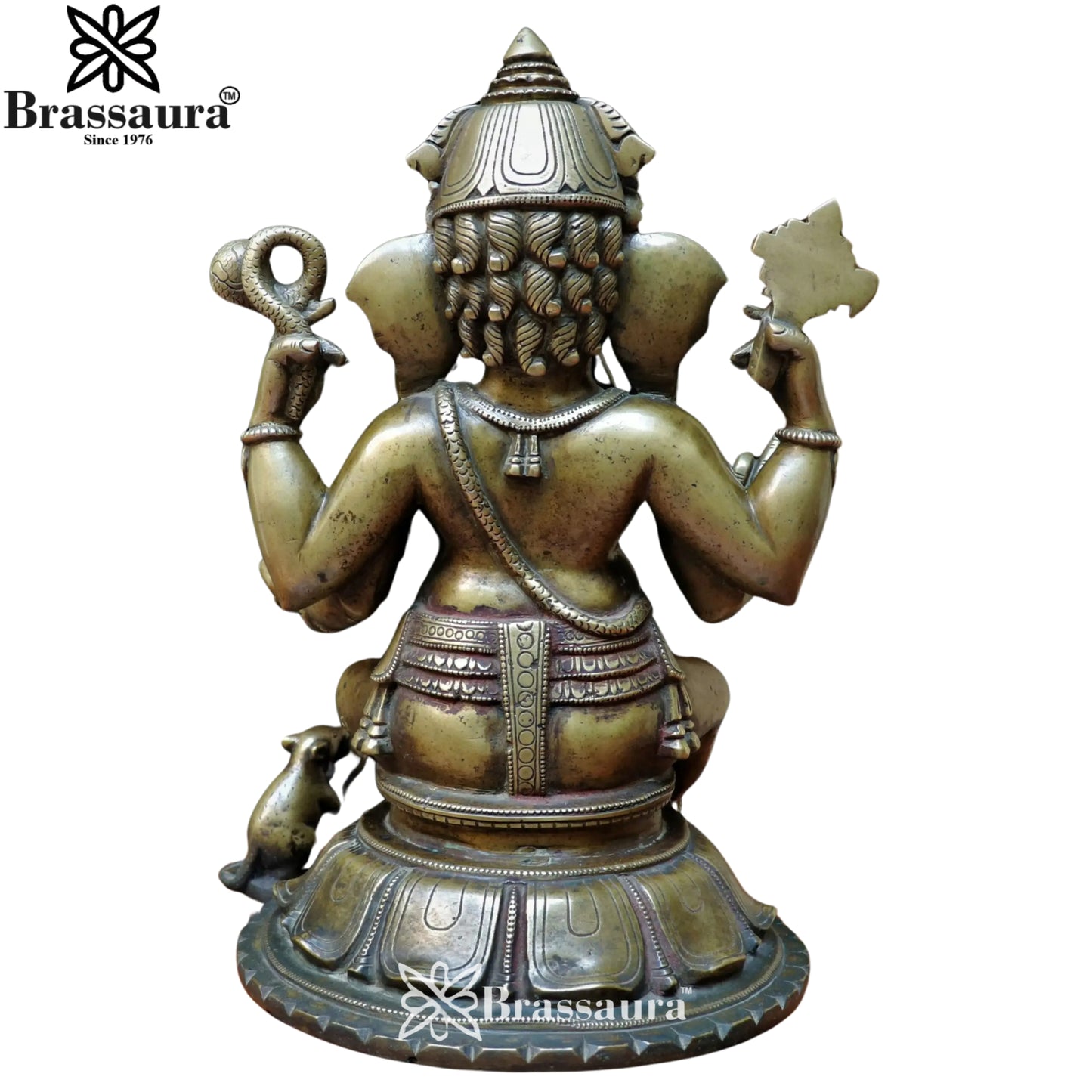 Brass Antique Ganesha Statue Weight 17.7 Kg & Height 13 Inch