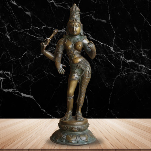 Brass Aardhnareshwar Statue Weight 3.15 Kg And Height 13.5 Inch