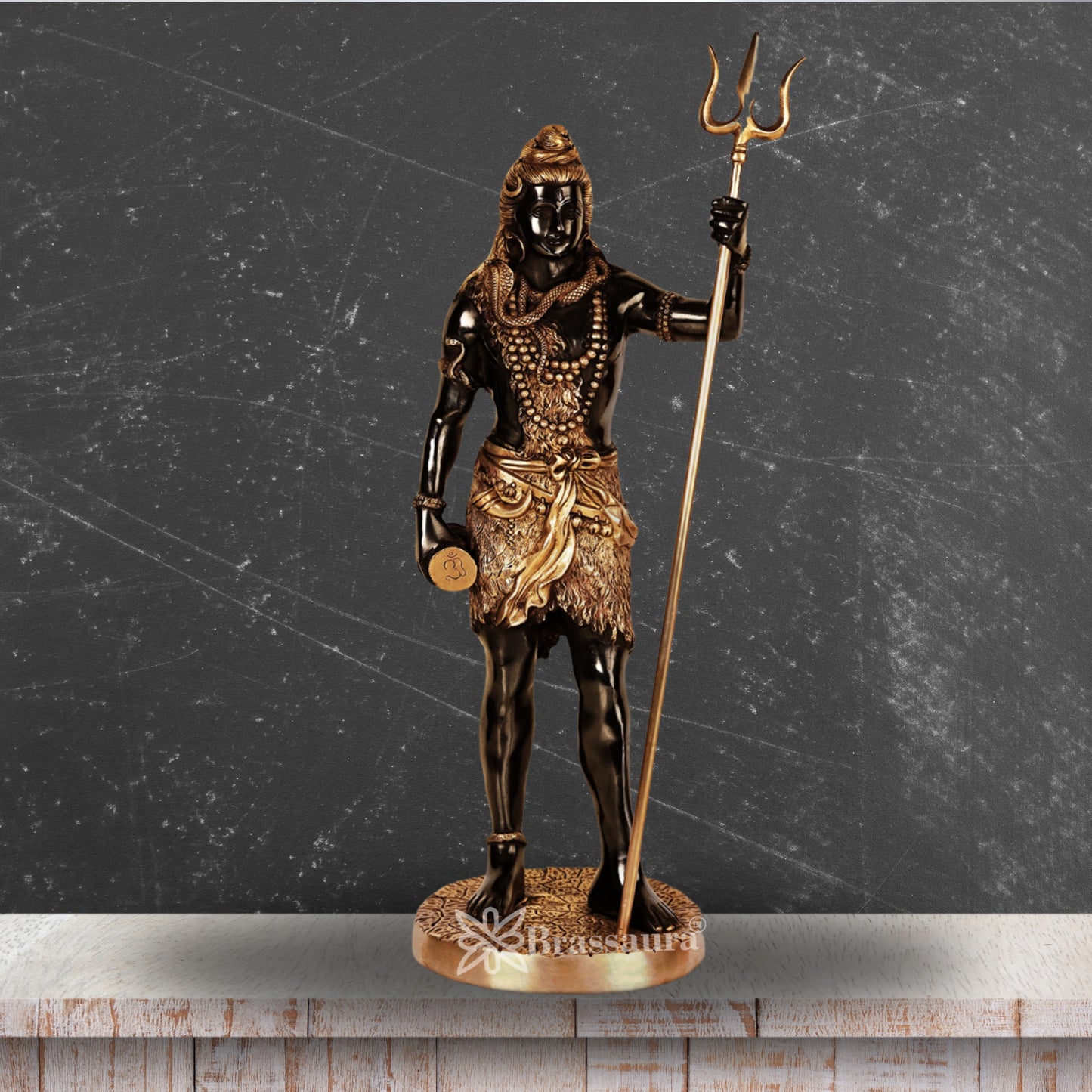 Brassaura™ Artistic Brass Shiva Idol – Height 23.5 Inches & Weight 9.5 Kgs | Classic Hindu Idol
