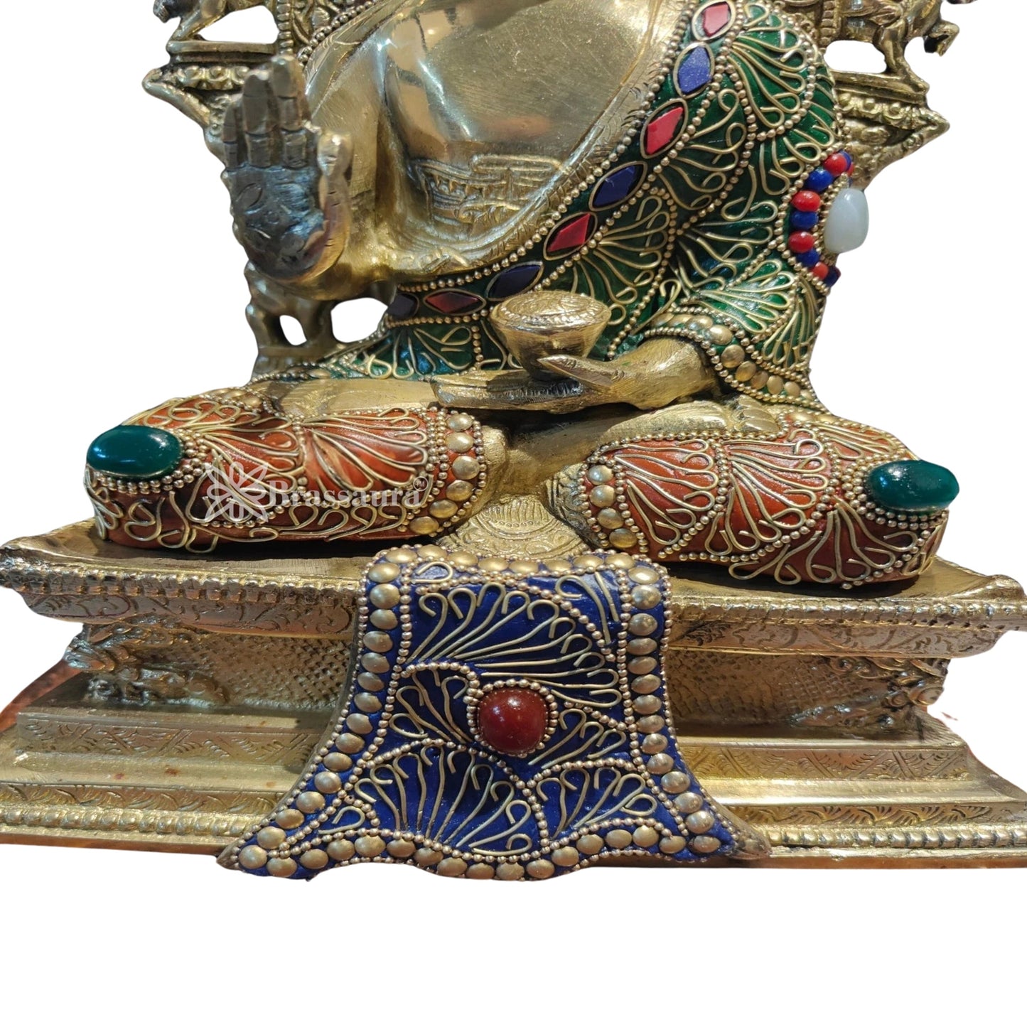 Brass Blessing Gem Stone Work Buddha Weight 5.1 kg & Height 12 Inch