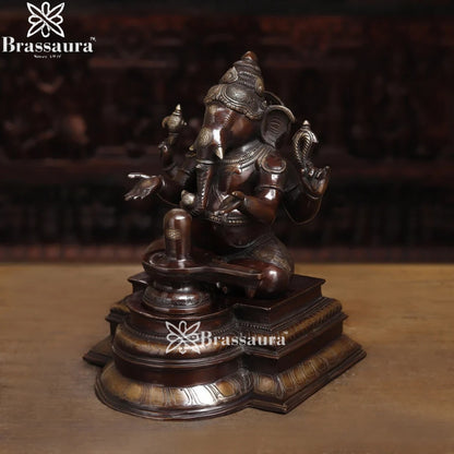 Brass Ganesha & Shivling Weight 15.8 Kg & Height 14.5 Inch