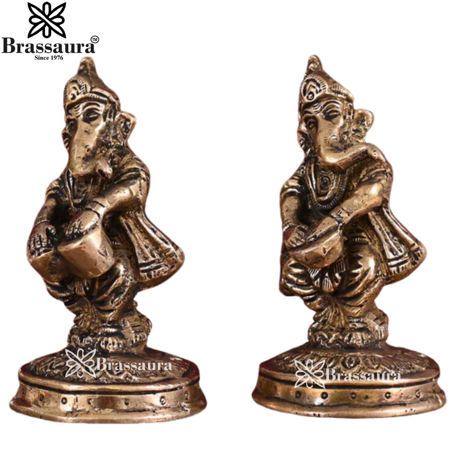 Brass Music Ganesha Statue Weight .74 Kg & Height 4 Inch