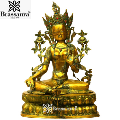 Brass Antique Tara Weight 35 Kg & Height 34.5 Inch
