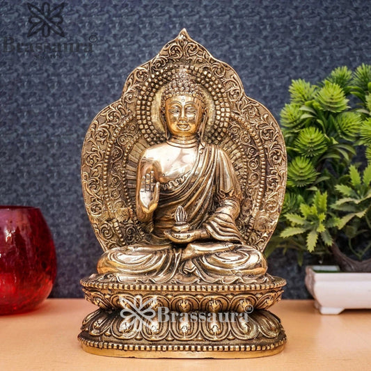 Brass Blessing Buddha Weight 4.7 kg & Height 10.5 Inch