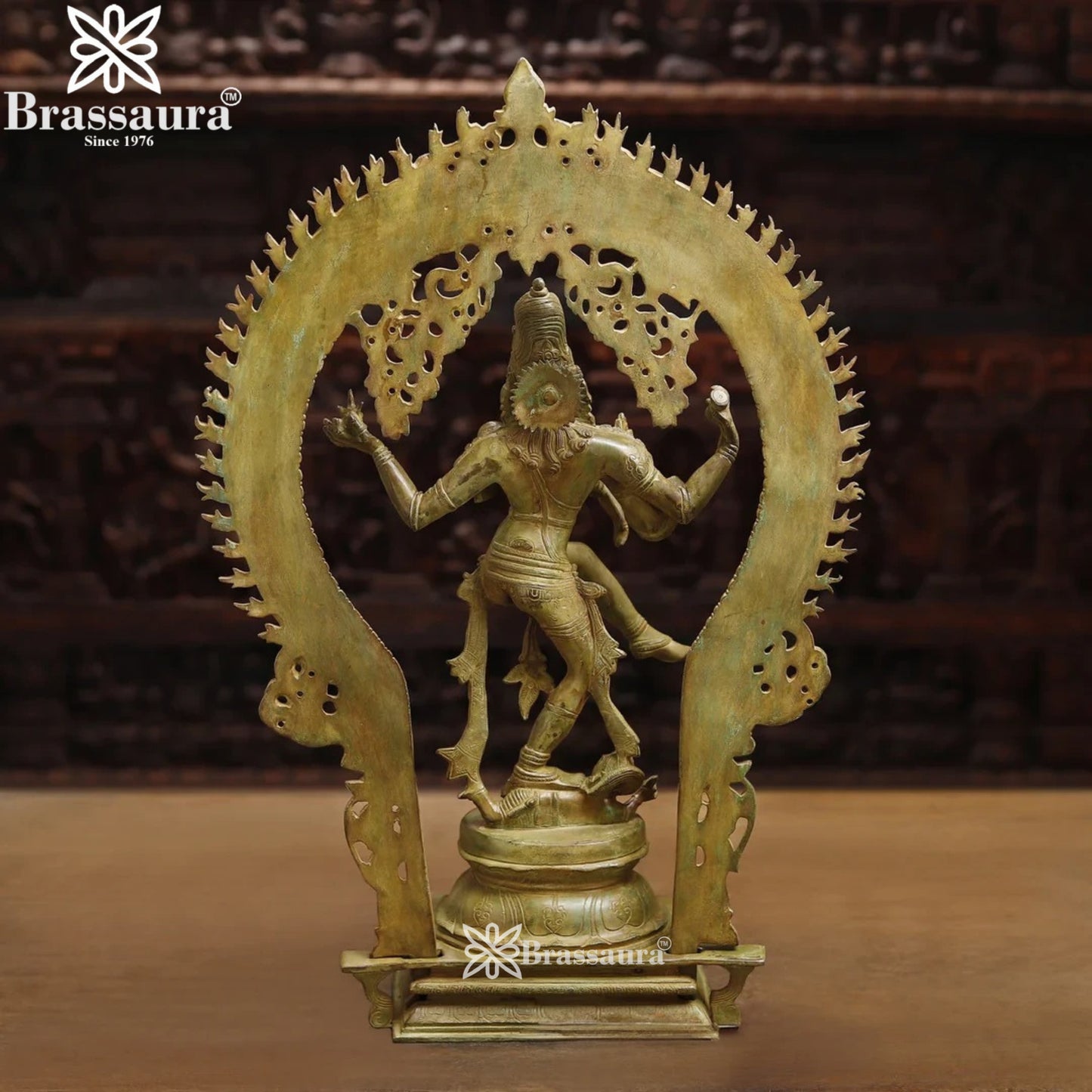 Brass Patina Dancing Natraj Statue Weight 16.16 Kg And Height 26 Inch