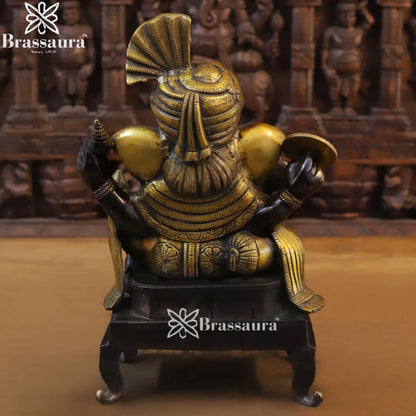 Brass Turban Ganesha Weight 13.3 Kg & Height 16.5 Inch