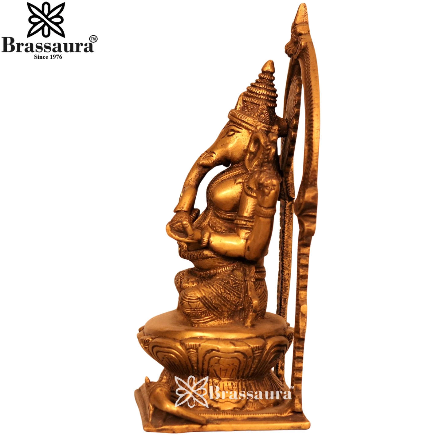 Brass Ring Ganesha Statue Weight 3.6 Kg & Height 10 Inch