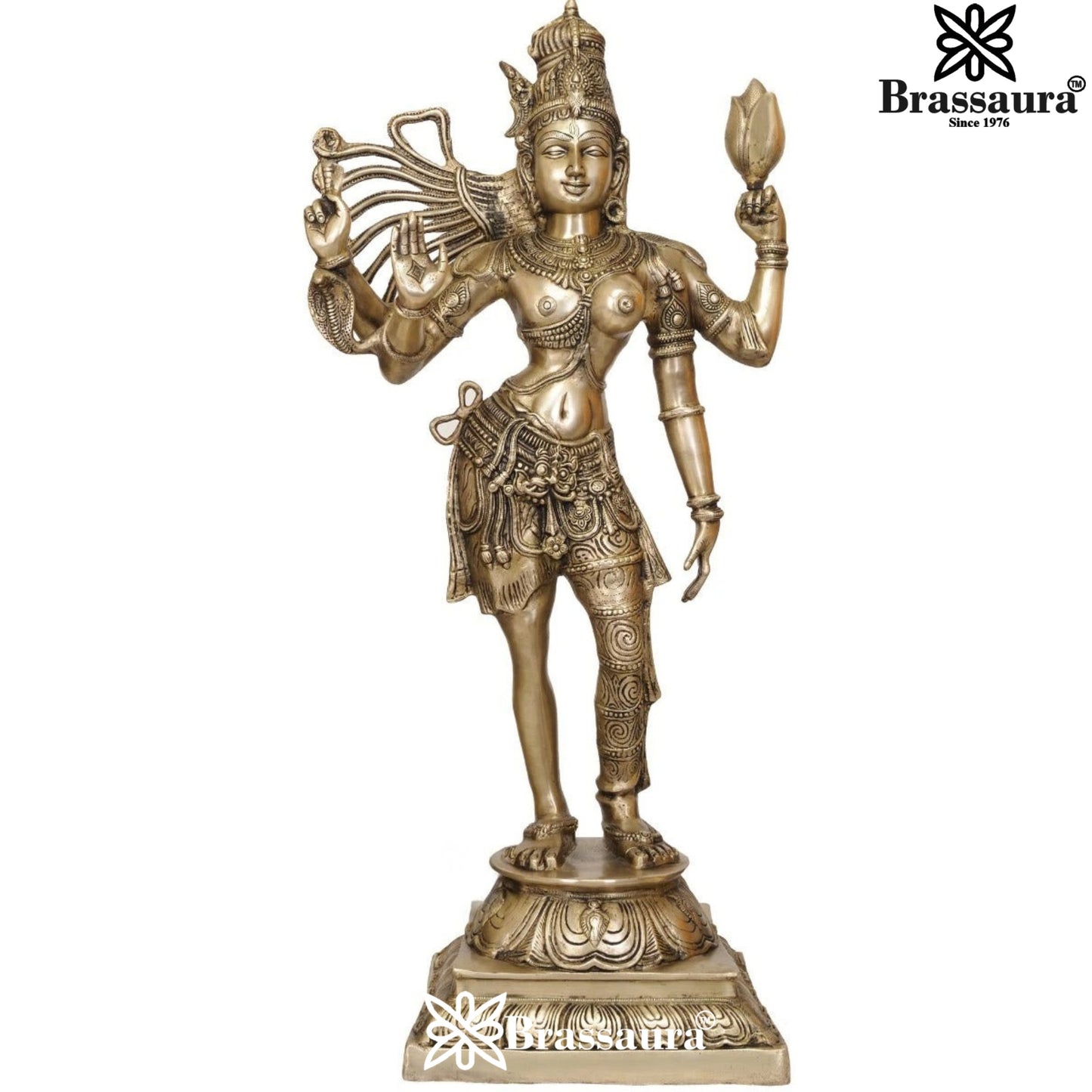 Brass Royal Golden Aardhnareshwar Statue Weight 25 kg & Height 38.5 Inch