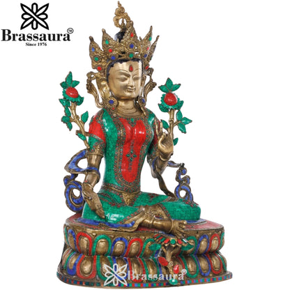 Brass Gem Stone Work Tara Weight 38 Kg & Height 33 Inch