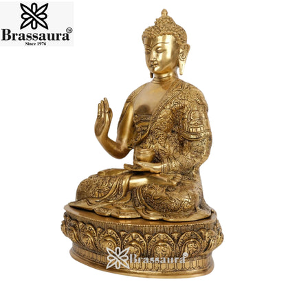 Brass Blessing Buddha Weight 7.3 kg & Height 15 Inch