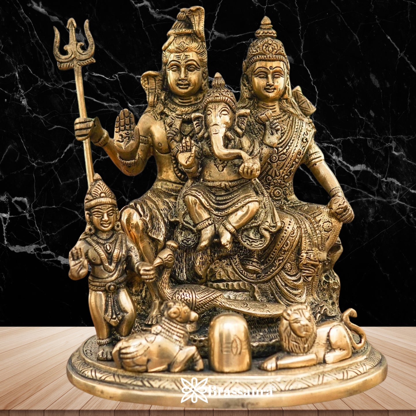 Brass Antique Shiv Family  Weight 5 Kg & Height 9 Inch