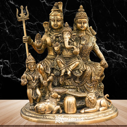 Brass Antique Shiv Family  Weight 5 Kg & Height 9 Inch