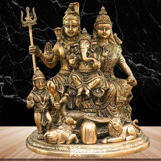 Brass Antique Shiv Family  Weight 5 Kg & Height 9 Inch