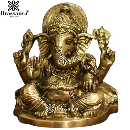 Brass Ganesha Statue Weight 2.3 Kg And Height 6.5 Inch