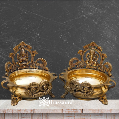 Brass Antique Lakshmi Ganesh Weight 2.8 Kg & Height 7 Inch