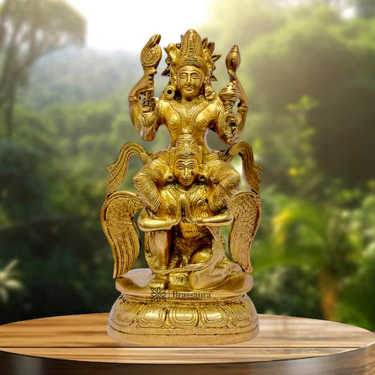 Brass Vishnu and Garud Statue for Home and Decor Height 28 cm Weight 1.5 Kg