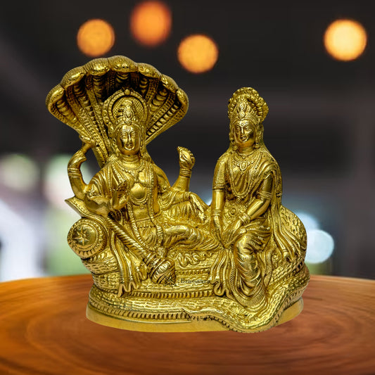 Brass Vishnu Laxmi Murti for Home and Decor Show Piece Height 41 cm Weight 3.3 Kg