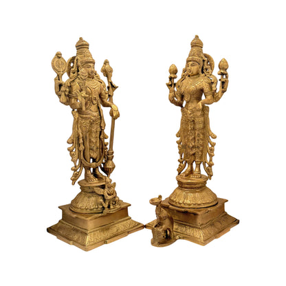 Brass Golden Vishnu Laxmi Murti for Religious and Spirituality Home Decor and Gift Weight 9.5 Kg Height 40 cm