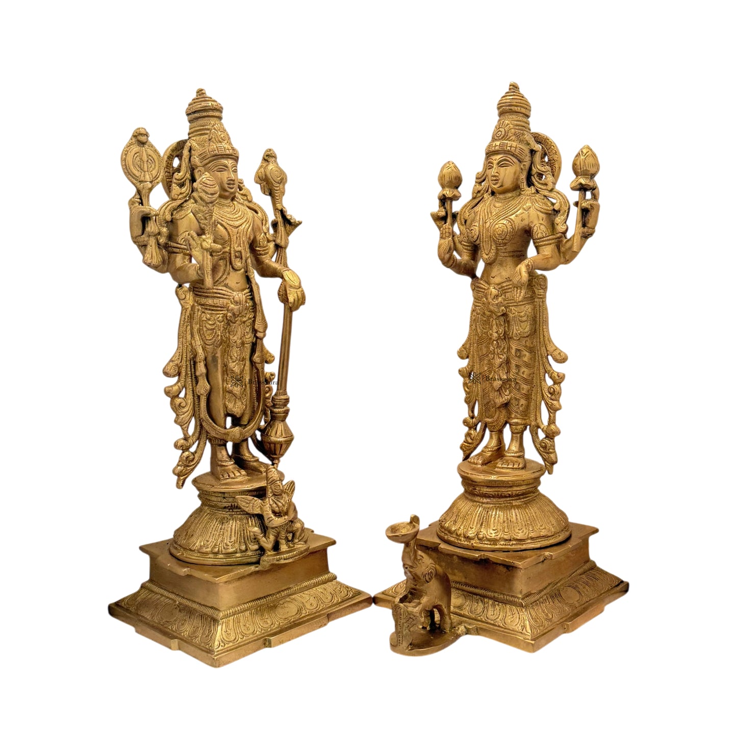 Brass Golden Vishnu Laxmi Murti for Religious and Spirituality Home Decor and Gift Weight 9.5 Kg Height 40 cm