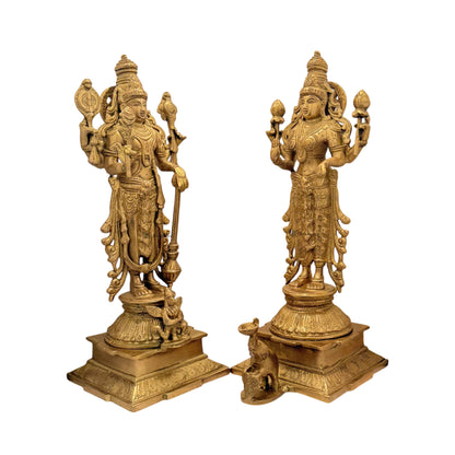 Brass Golden Vishnu Laxmi Murti for Religious and Spirituality Home Decor and Gift Weight 9.5 Kg Height 40 cm