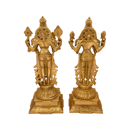 Brass Golden Vishnu Laxmi Murti for Religious and Spirituality Home Decor and Gift Weight 9.5 Kg Height 40 cm